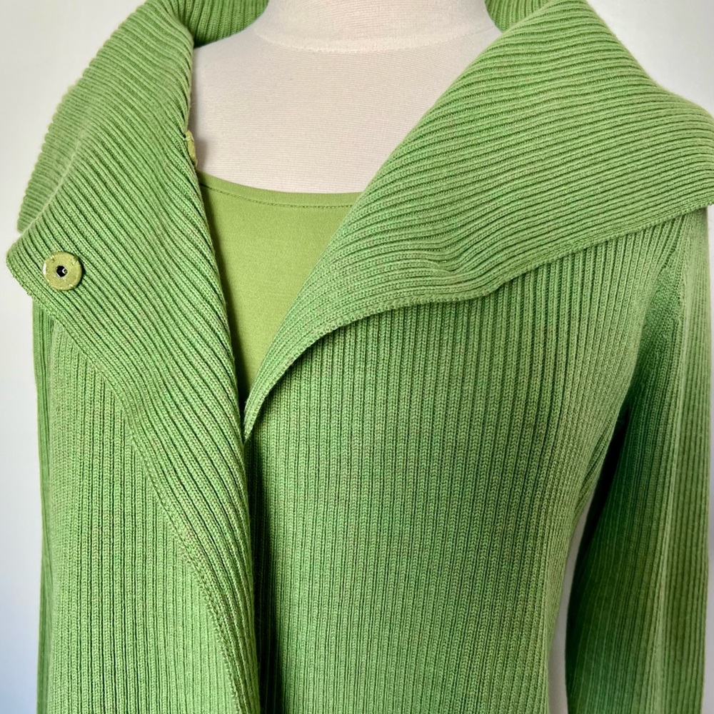 Eileen Fisher wool rib knit cardigan sweater with matching tank